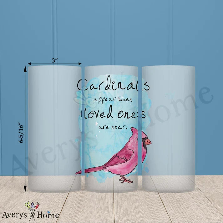 Cardinals Appear Frosted Drinking Glass