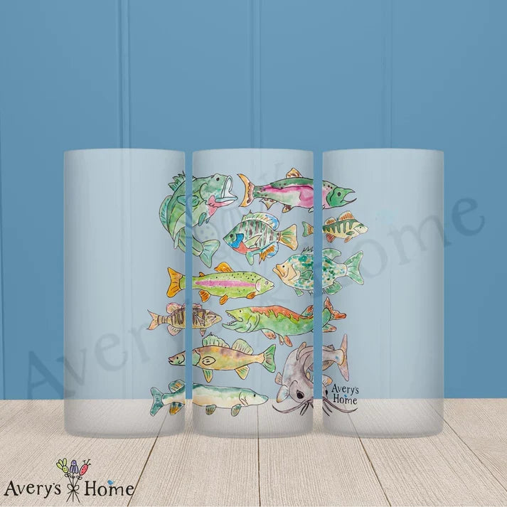 Freshwater Fishing Frosted Drinking Glass