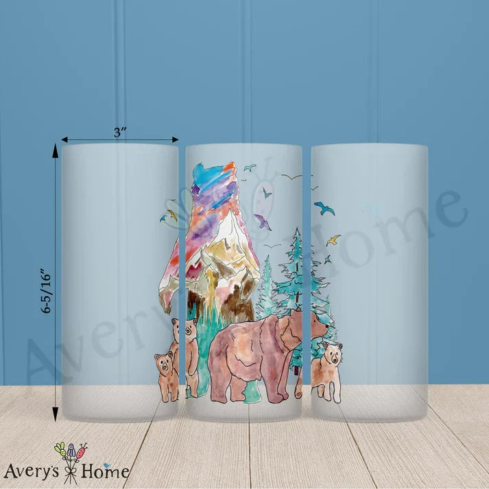 Mountain Bear Frosted Drinking Glass