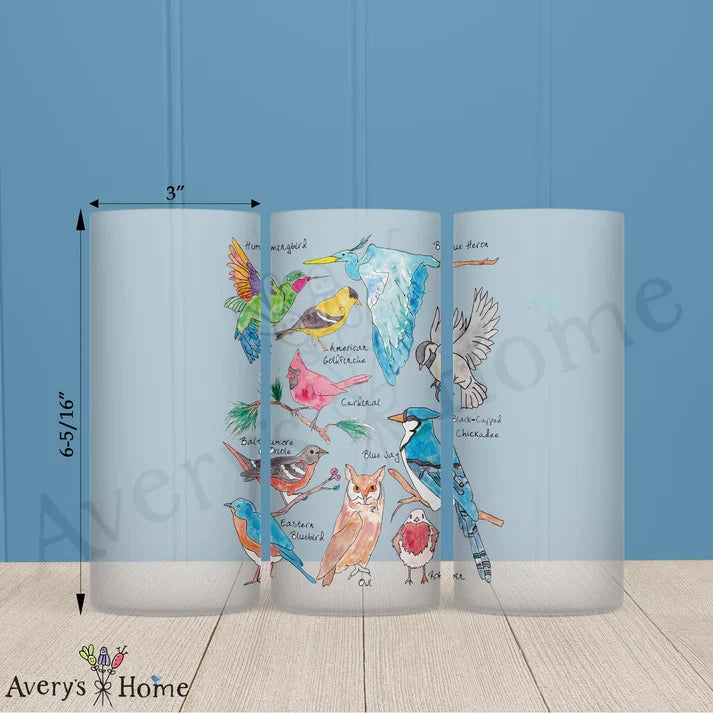 Northern Birds Frosted Drinking Glass