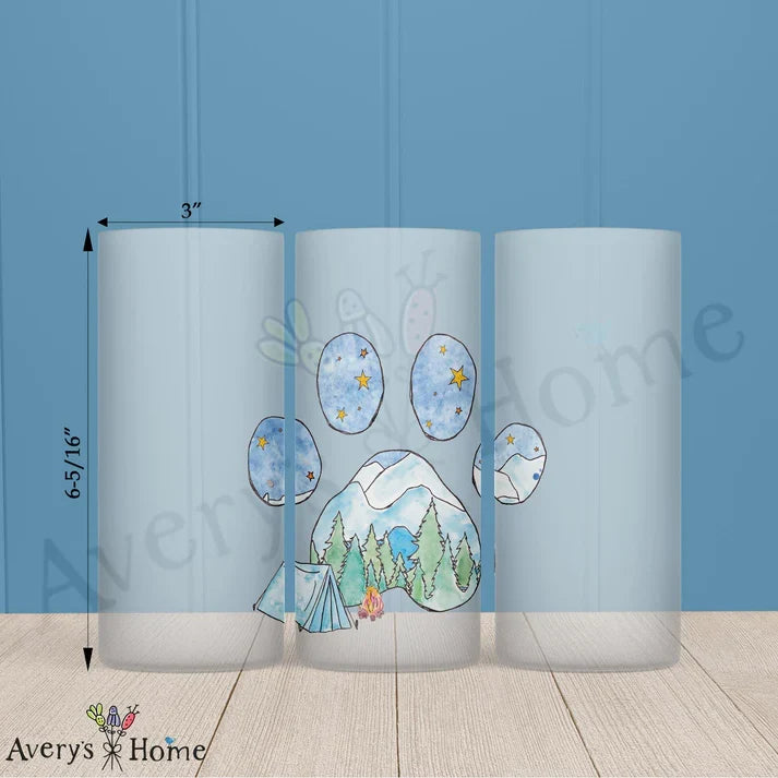 Starry Night Camping Frosted Drinking Glass