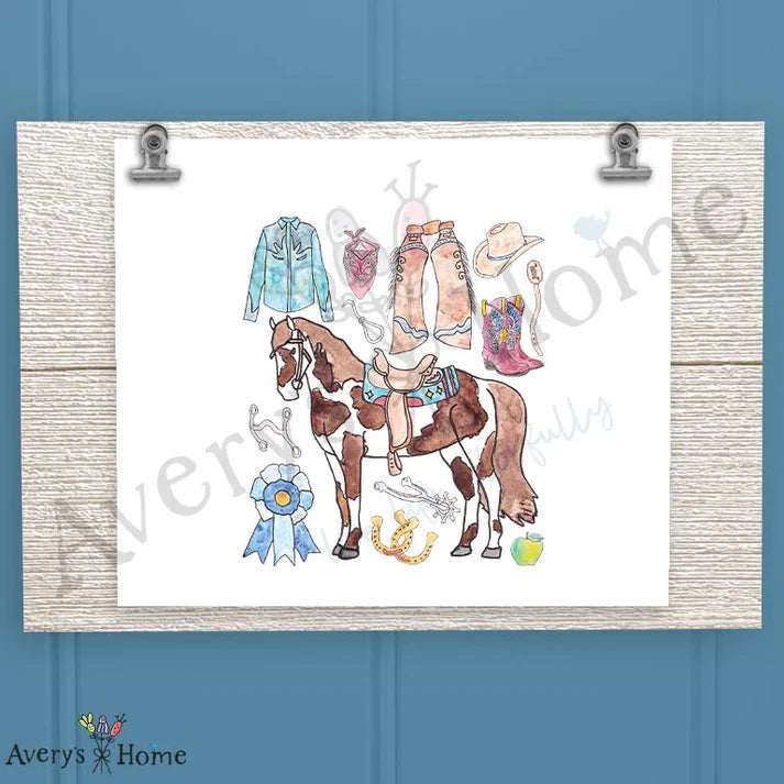 Western Horse Riding Frosted Drinking Glass