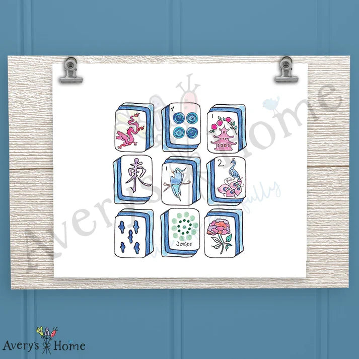 Mahjong Tiles Frosted Drinking Glass