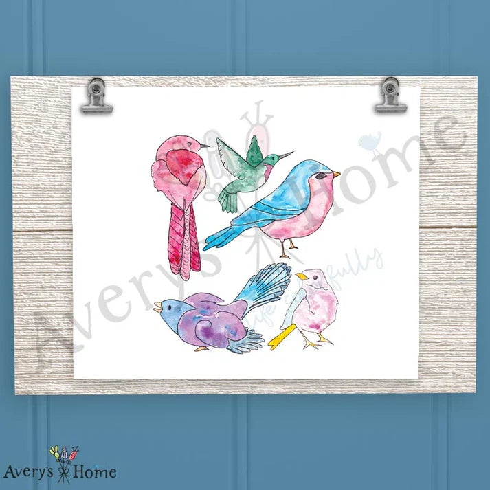 Colorful Birds Frosted Drinking Glass