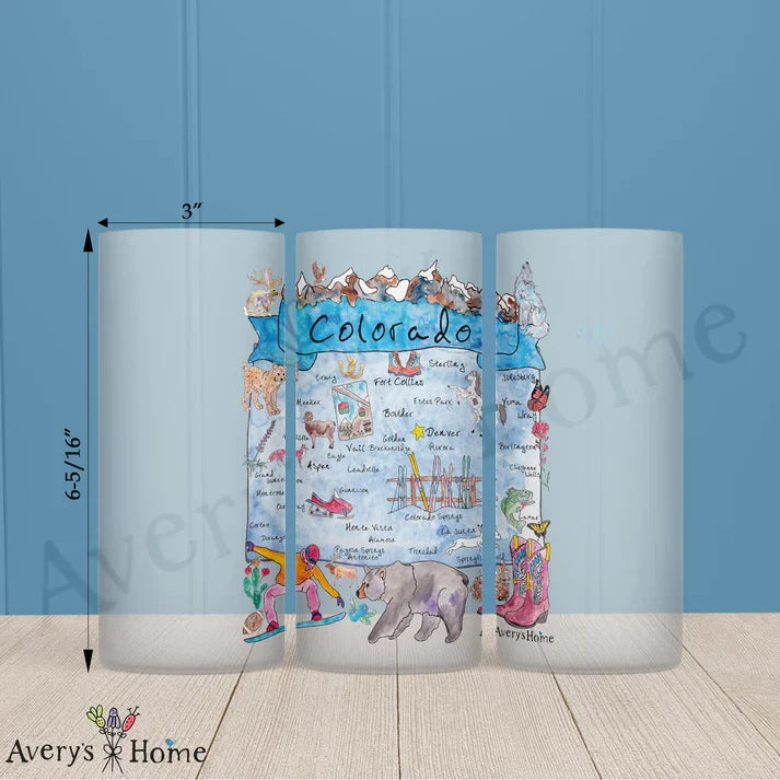 Colorado State Map Frosted Drinking Glass