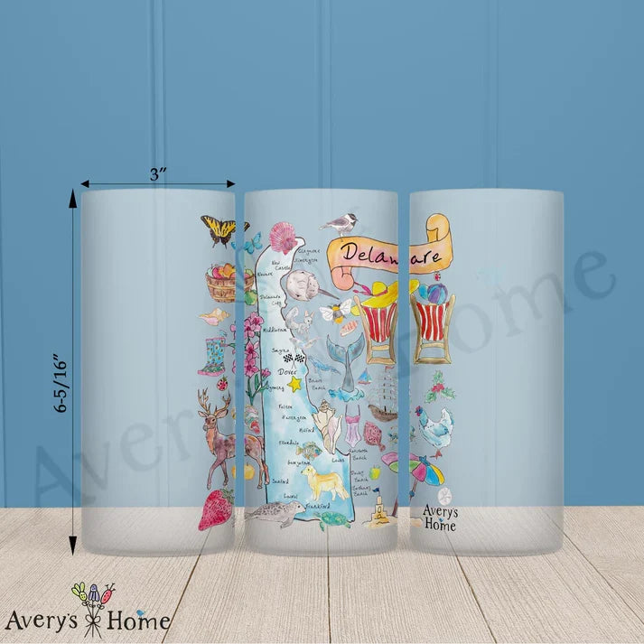 Delaware State Map Frosted Drinking Glass
