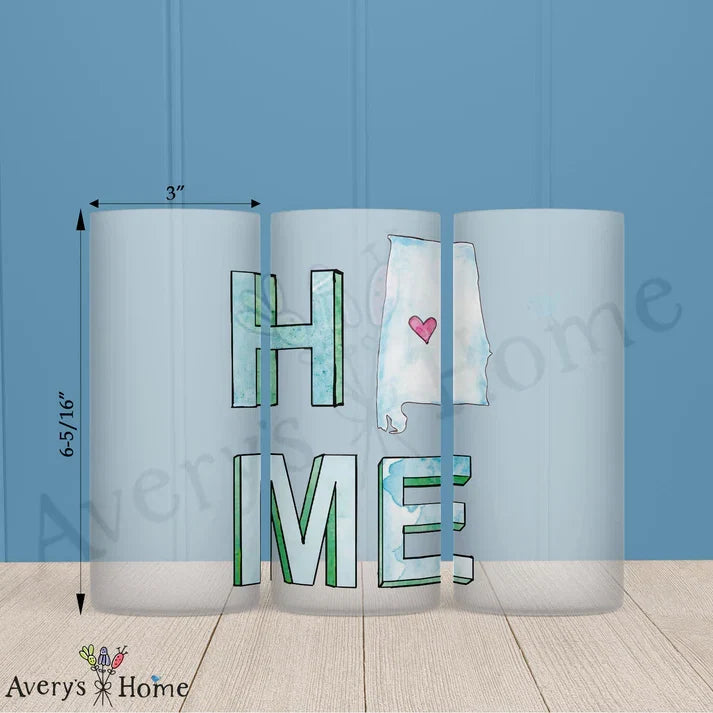 HOME in Alabama Frosted Drinking Glass