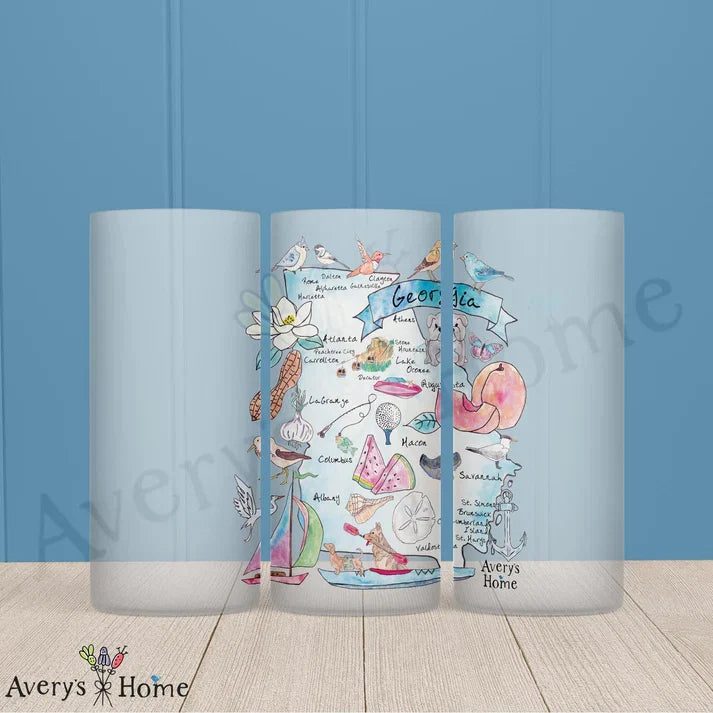 Georgia State Map Frosted Drinking Glass