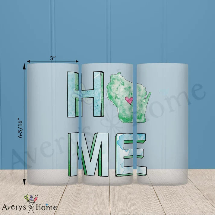 HOME in Wisconsin Frosted Drinking Glass