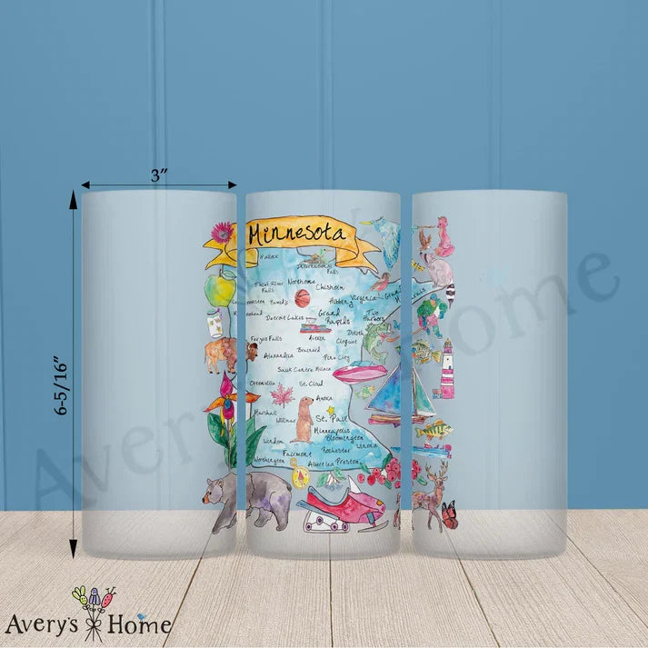 Minnesota State Map Frosted Drinking Glass