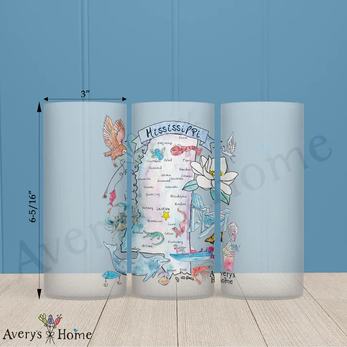 Mississippi State Map Frosted Drinking Glass