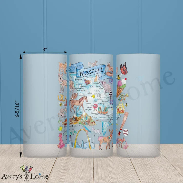 Missouri State Map Frosted Drinking Glass