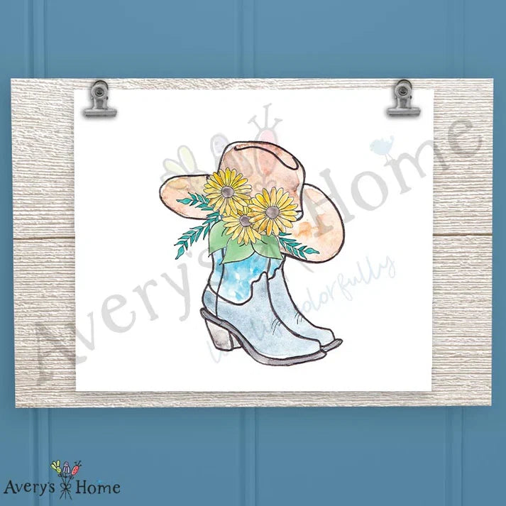 Cowgirl Boots & Hat Frosted Drinking Glass