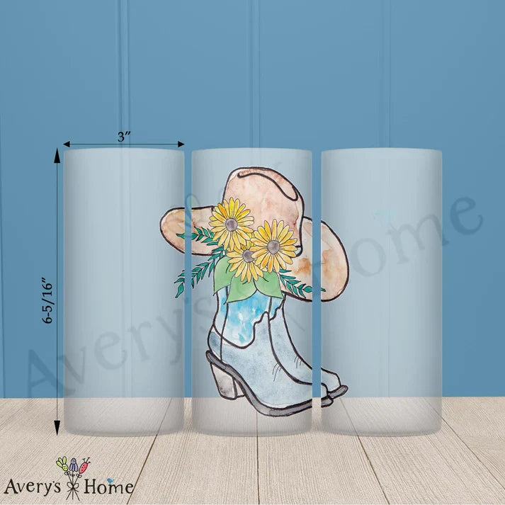 Cowgirl Boots & Hat Frosted Drinking Glass