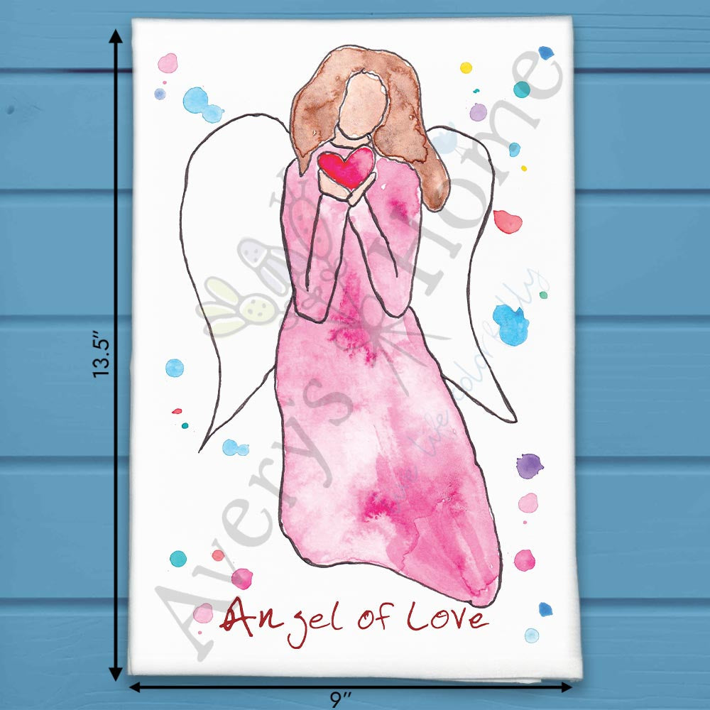 Angel of Love flour sack dish towel, art by Avery Jackson