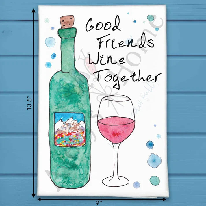 Wine Together flour sack dish towel, art by Avery Jackson