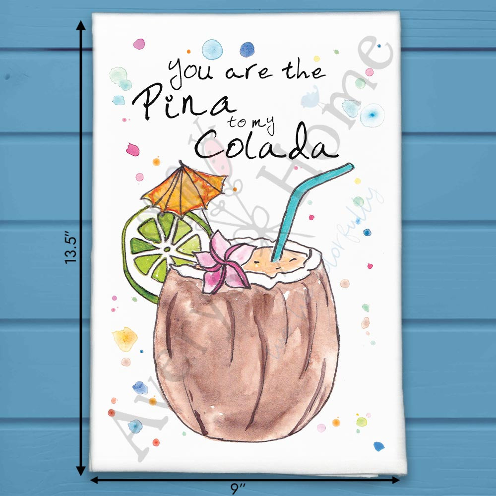 Pina Colada flour sack dish towel, art by Avery Jackson