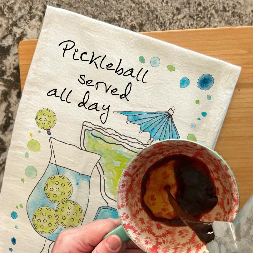 Pickleball Served dish towel, 27x27 flour sack cotton