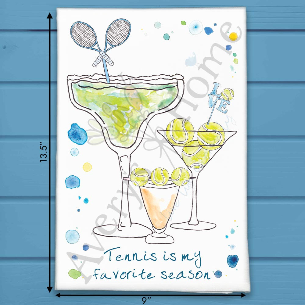 Tennis Season flour sack dish towel, art by Avery Jackson