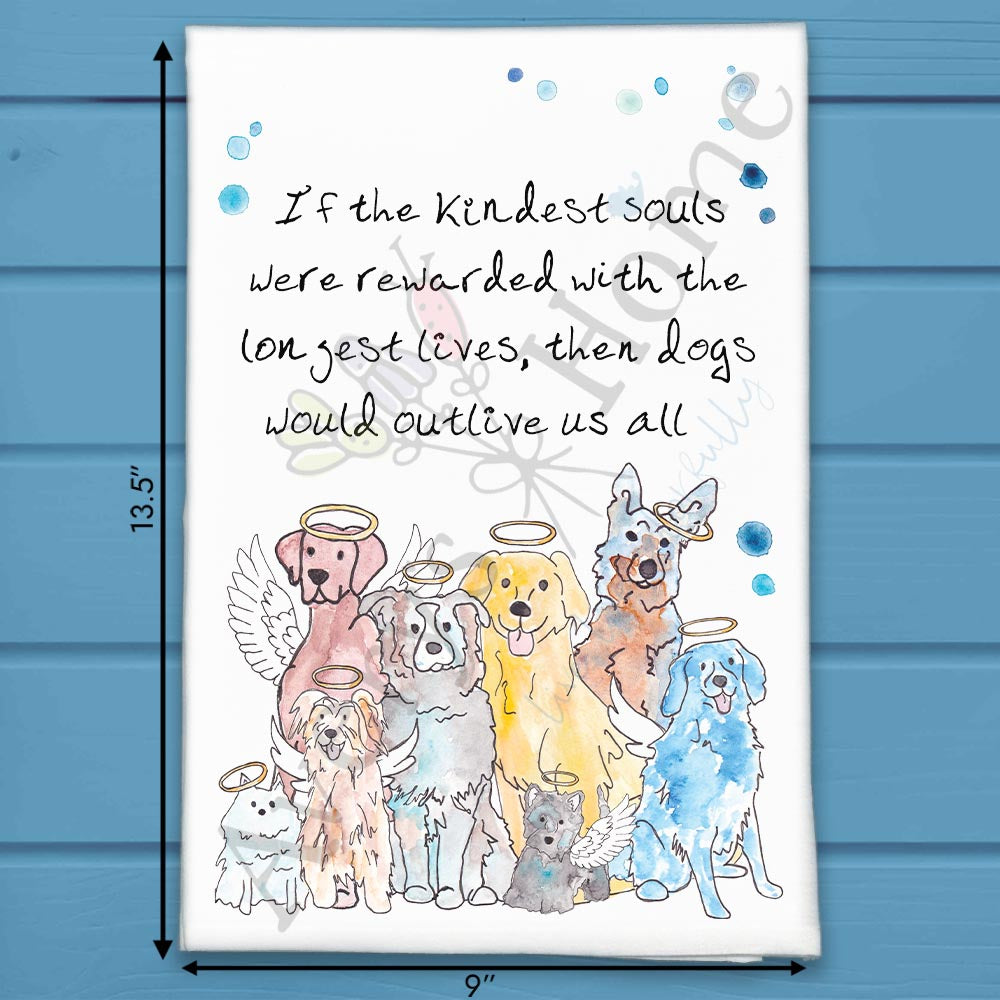 Dog Angels flour sack dish towel, art by Avery Jackson