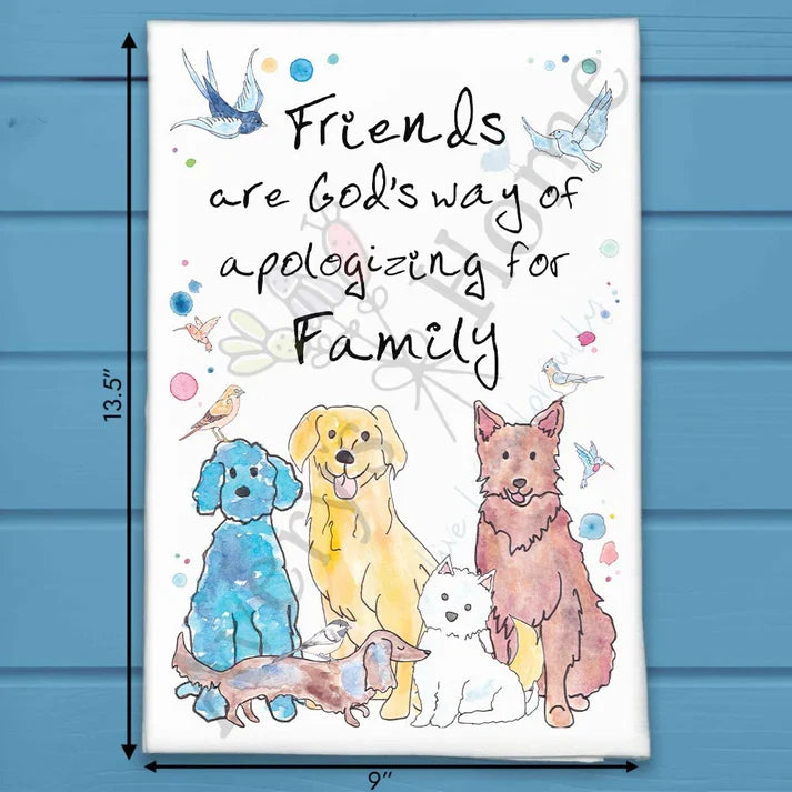 Friends & Family Dog flour sack dish towel, art by Avery Jackson