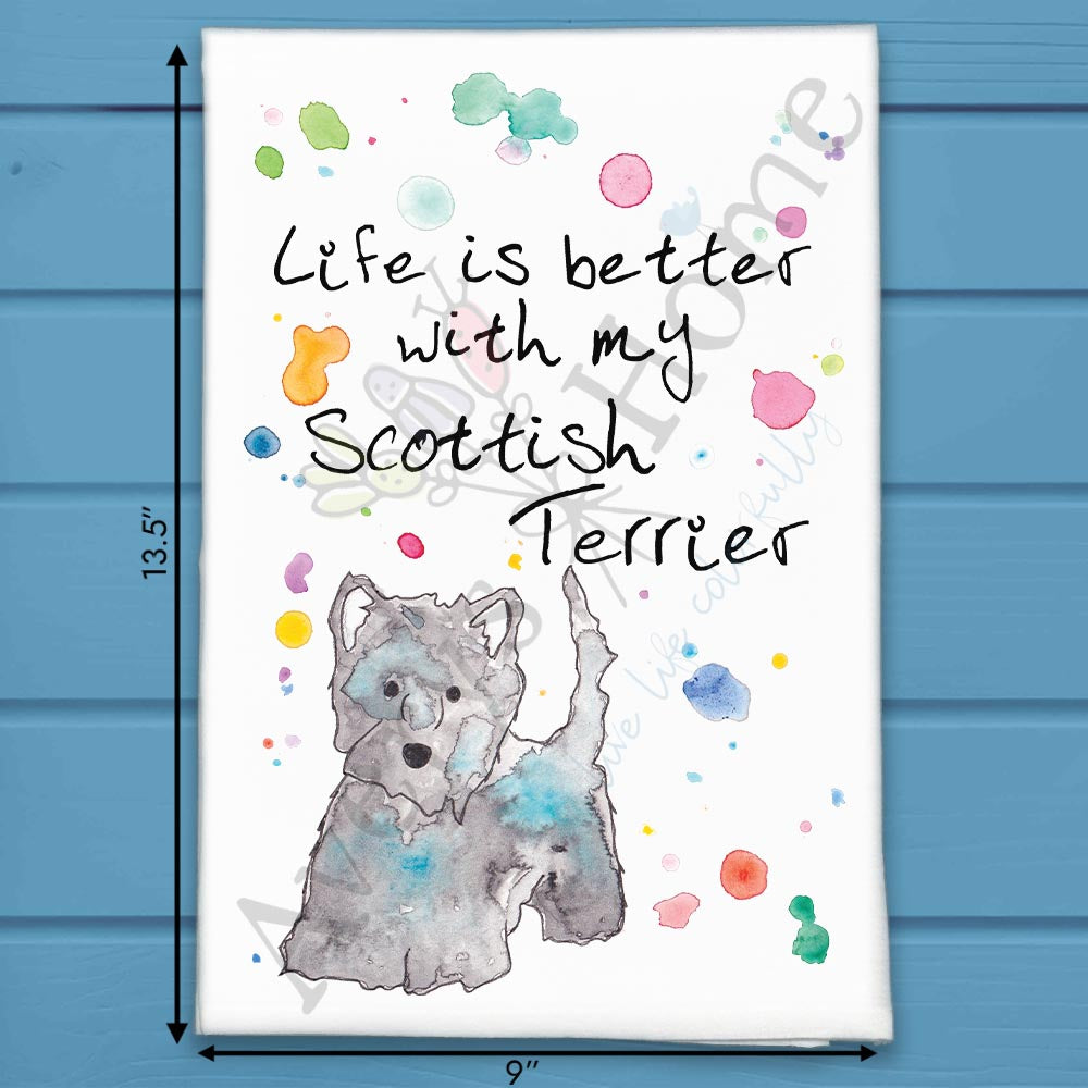 Scottie Dog flour sack dish towel, art by Avery Jackson
