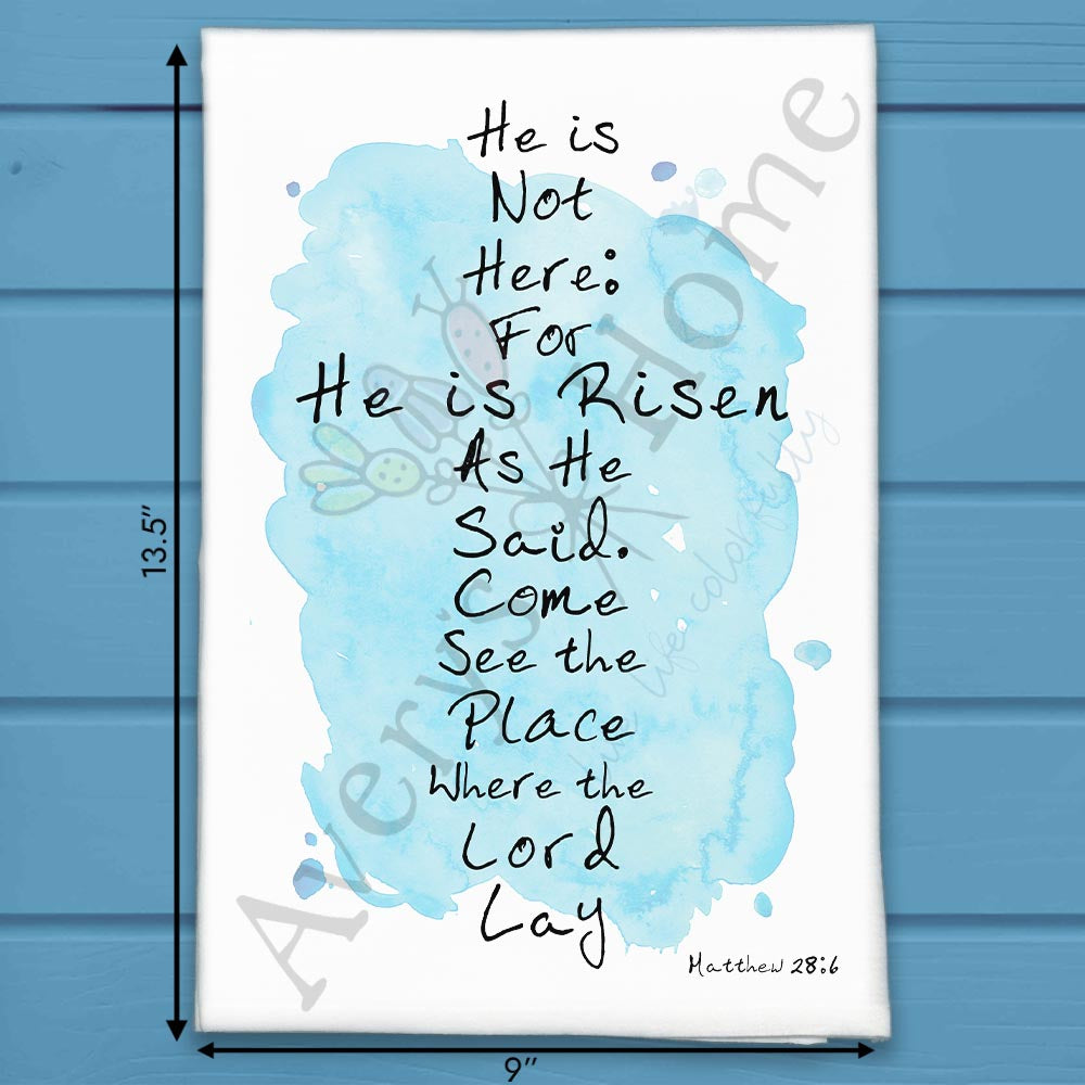 He is Risen flour sack dish towel, art by Avery Jackson