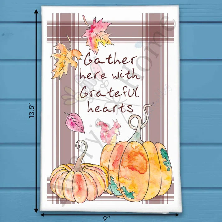 Gather Here flour sack dish towel, art by Avery Jackson
