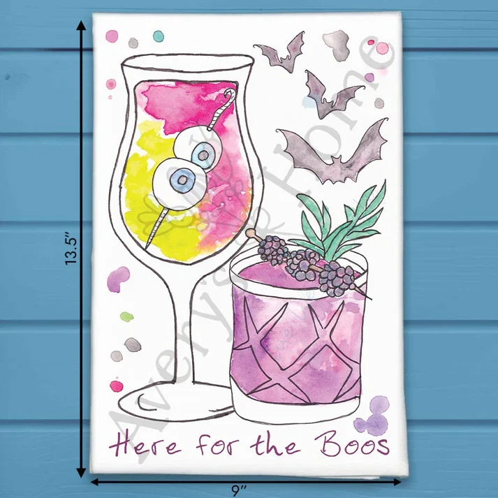 Here for the Boos flour sack dish towel, art by Avery Jackson