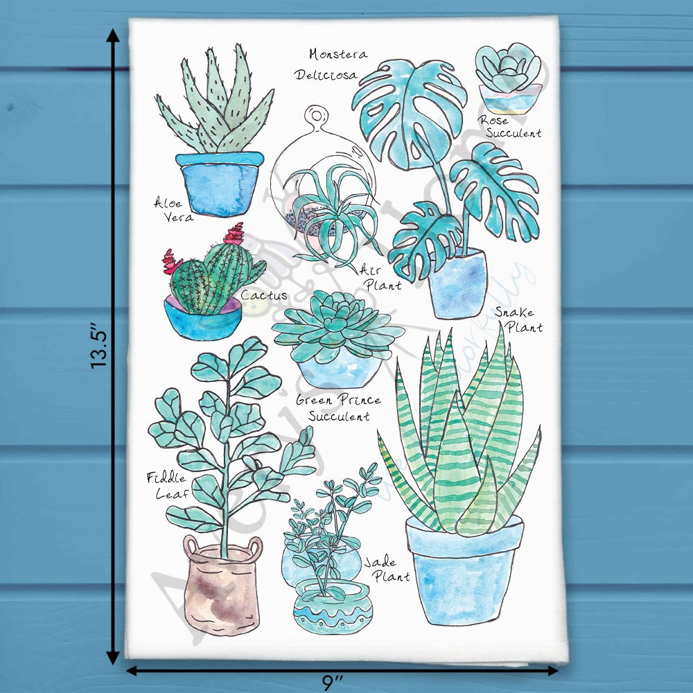 Succulent Collection flour sack dish towel, art by Avery Jackson