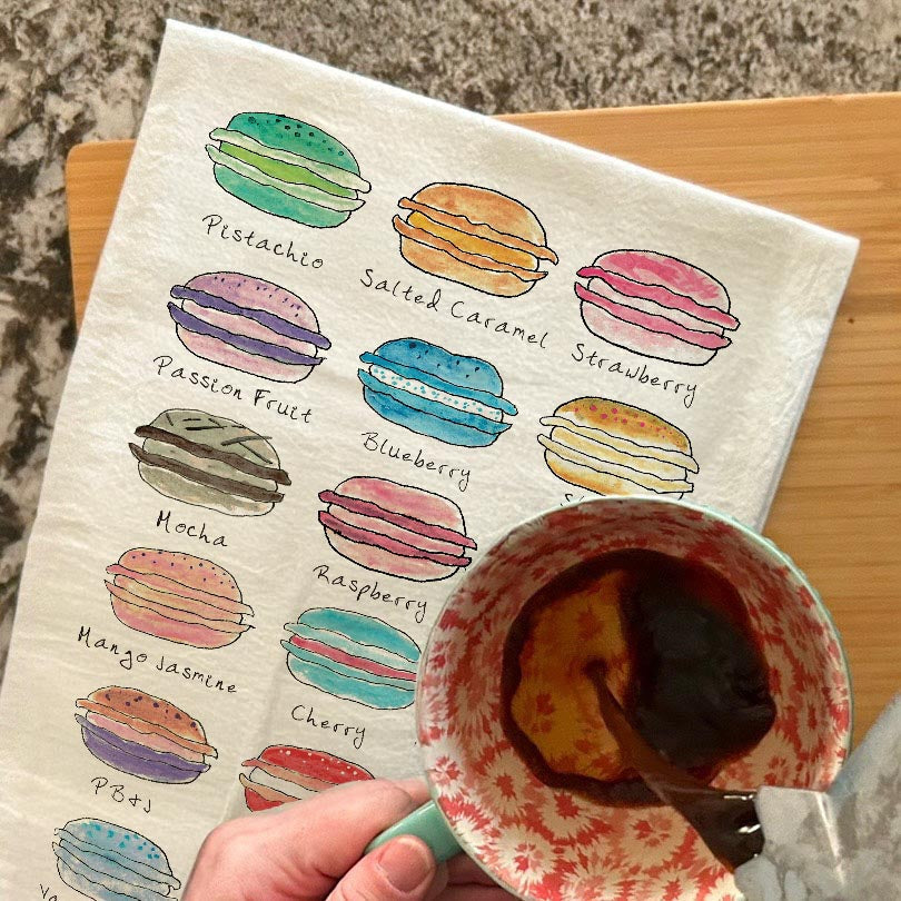 Macaron Cookie dish towel, 27x27 flour sack cotton