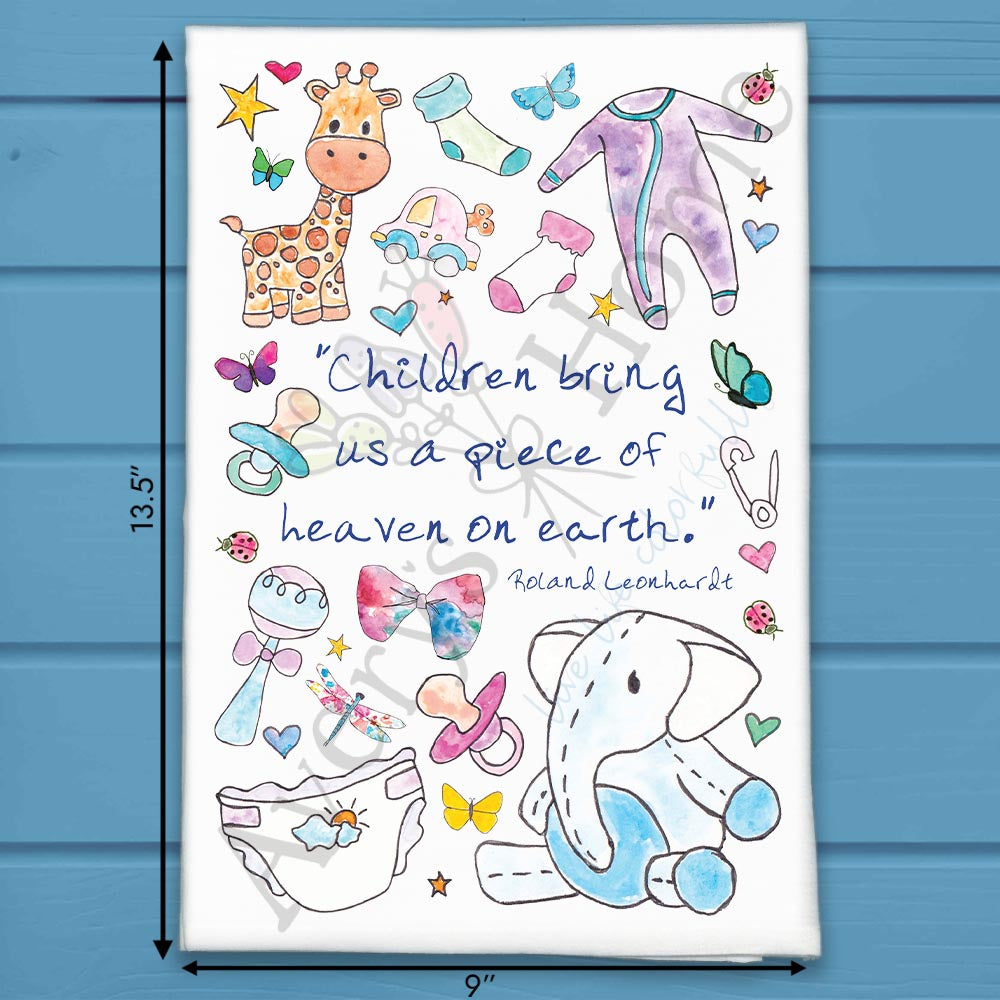 Children Are Heaven flour sack dish towel, art by Avery Jackson
