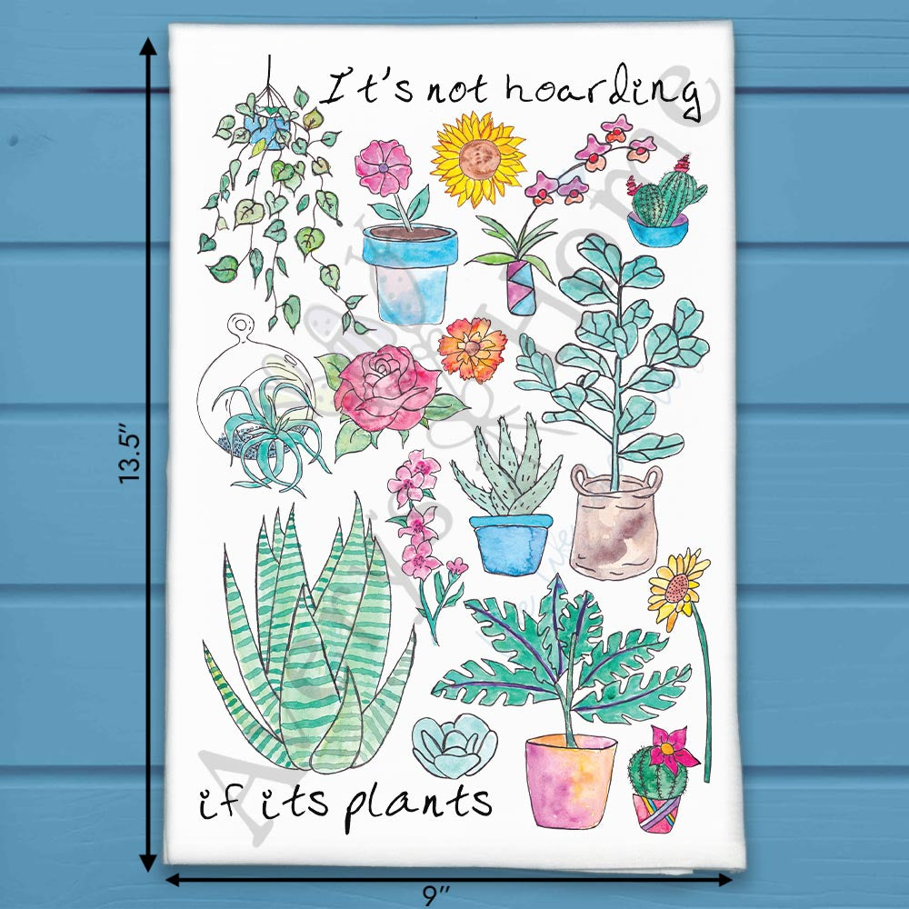 Plant Hoarder flour sack dish towel, art by Avery Jackson