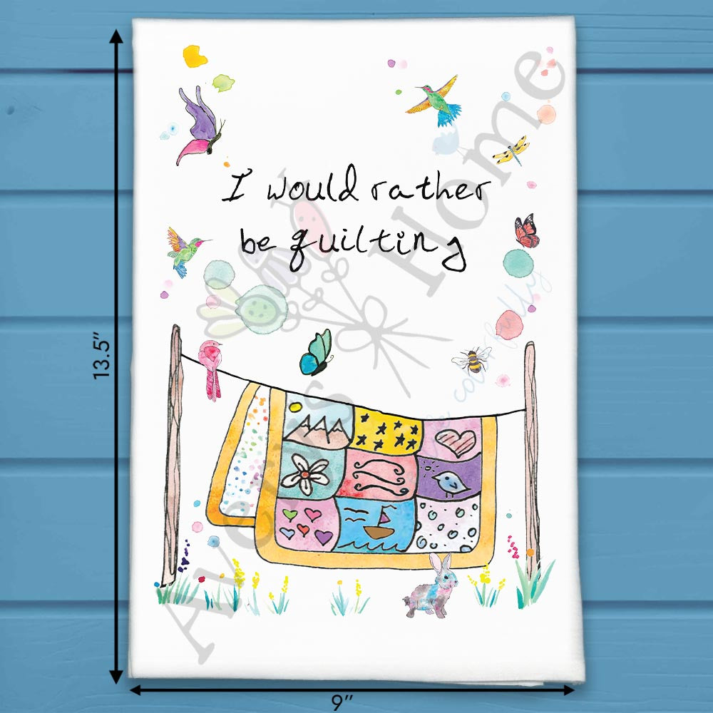 Rather Be Quilting flour sack dish towel, art by Avery Jackson