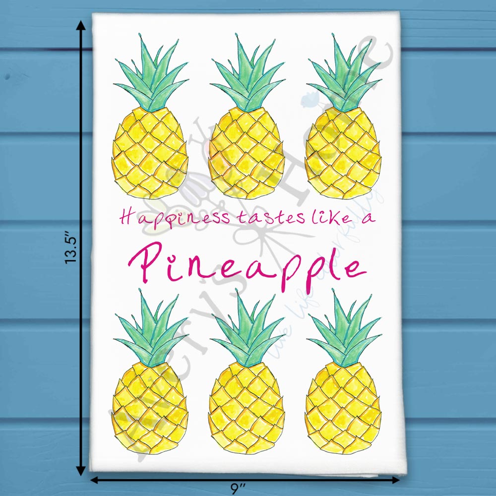 Pineapple Happiness flour sack dish towel, art by Avery Jackson