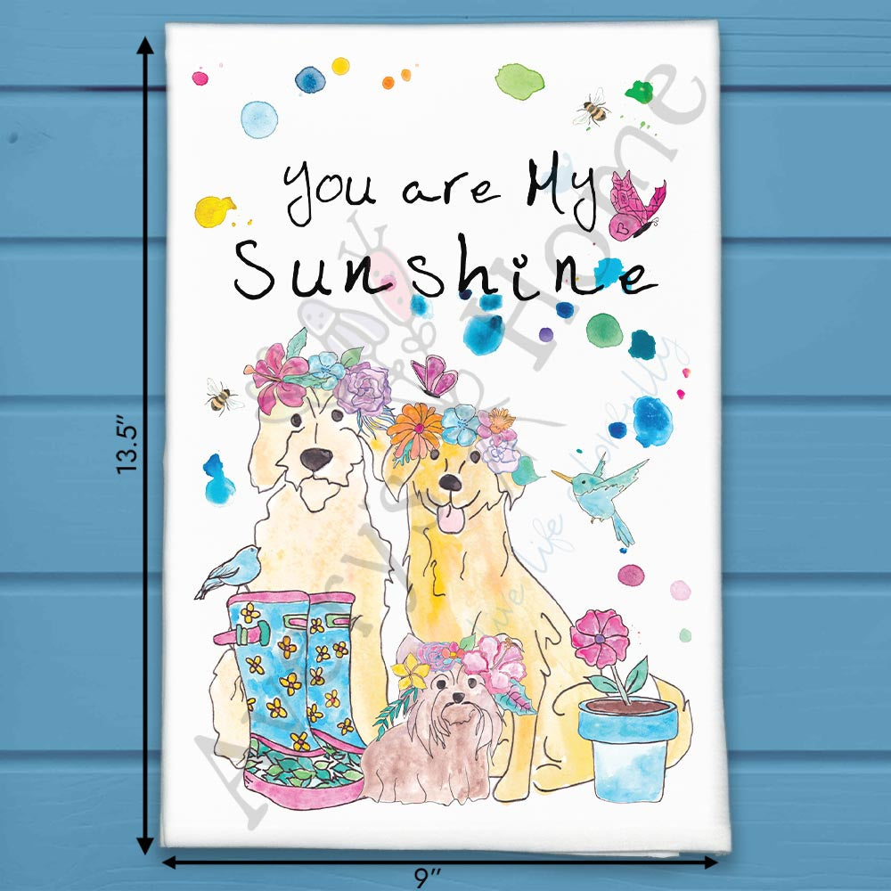 You are My Sunshine flour sack dish towel, art by Avery Jackson