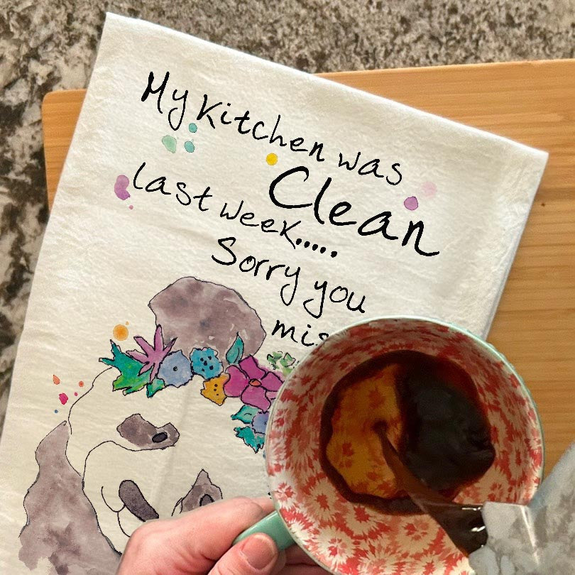 Clean Kitchen dish towel, 27x27 flour sack cotton