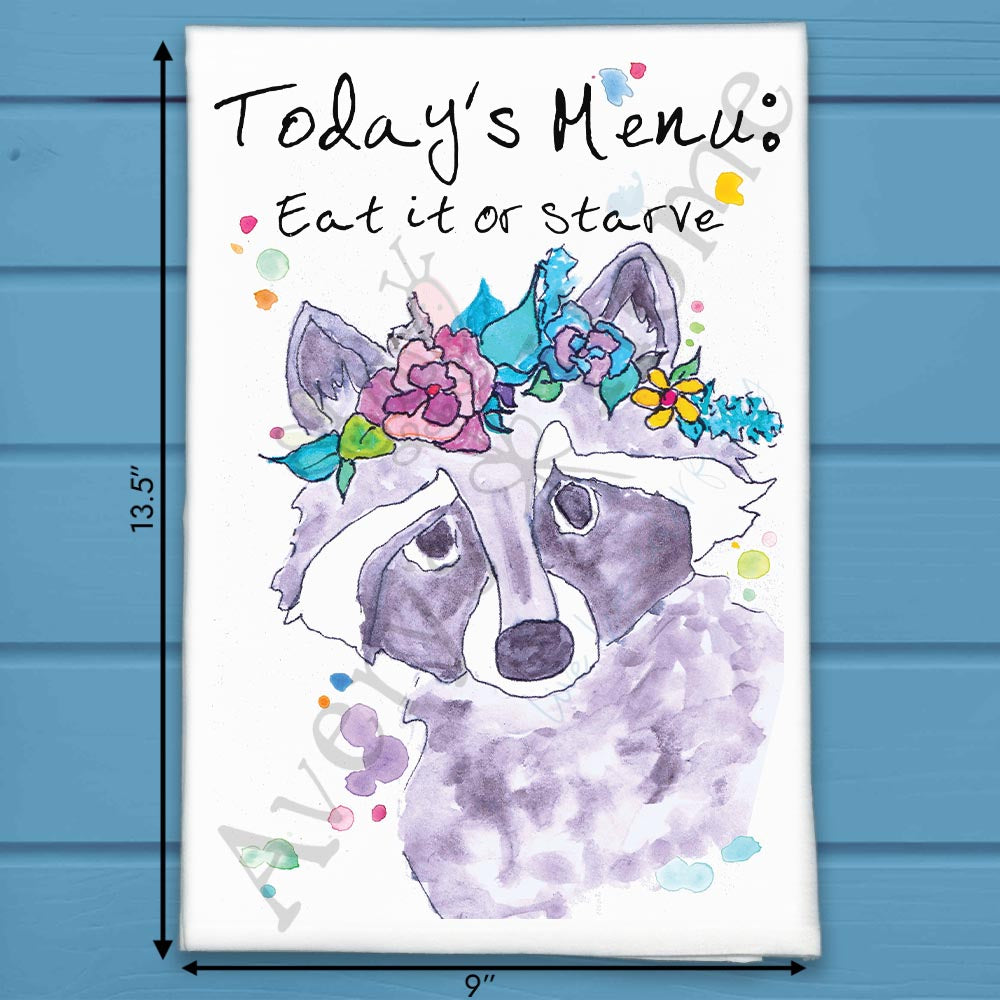 Today's Menu flour sack dish towel, art by Avery Jackson