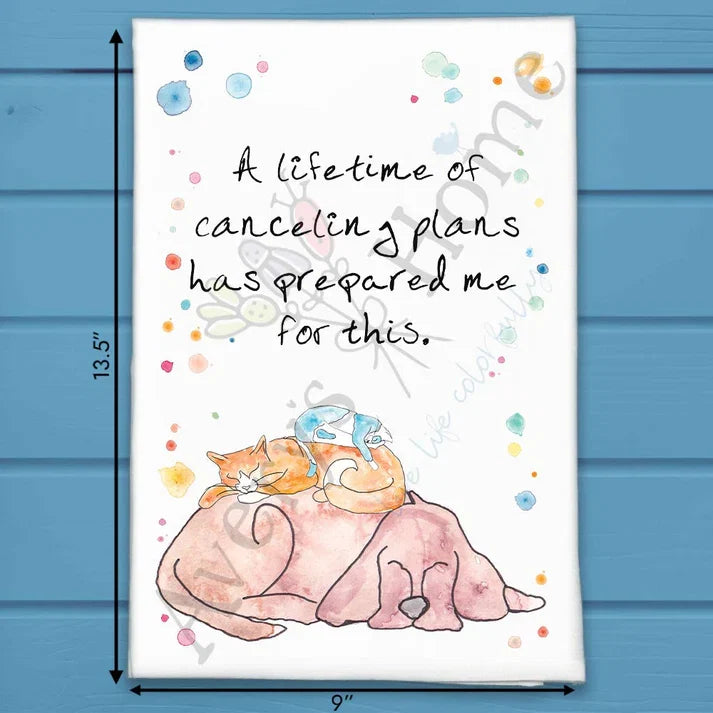 Canceled Plans Animal flour sack dish towel, art by Avery Jackson