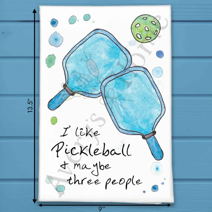 Pickleball People flour sack dish towel, art by Avery Jackson