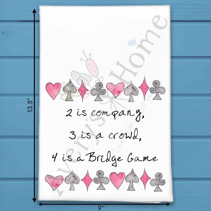 4 is a Bridge Game flour sack dish towel, art by Avery Jackson