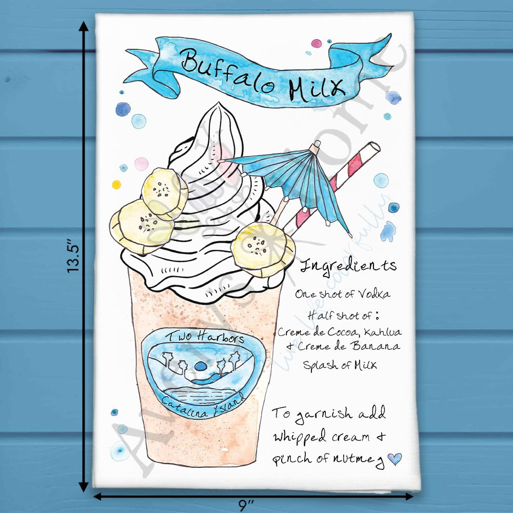 Buffalo Milk Recipe flour sack dish towel, art by Avery Jackson