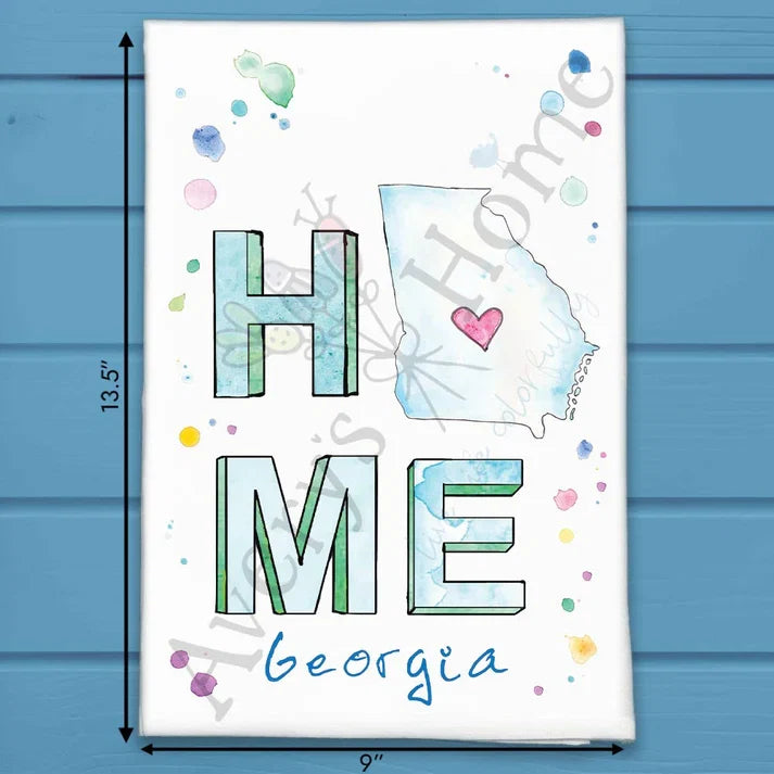 HOME in Georgia flour sack dish towel, art by Avery Jackson
