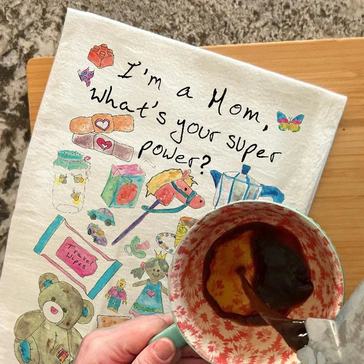 I'm a Mom dish towel, 27x27 flour sack cotton