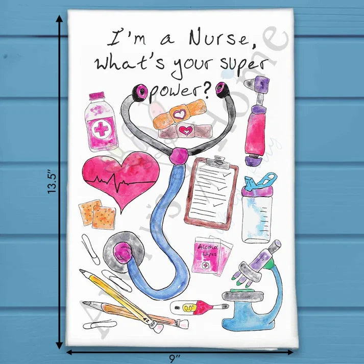 I'm a Nurse flour sack dish towel, art by Avery Jackson