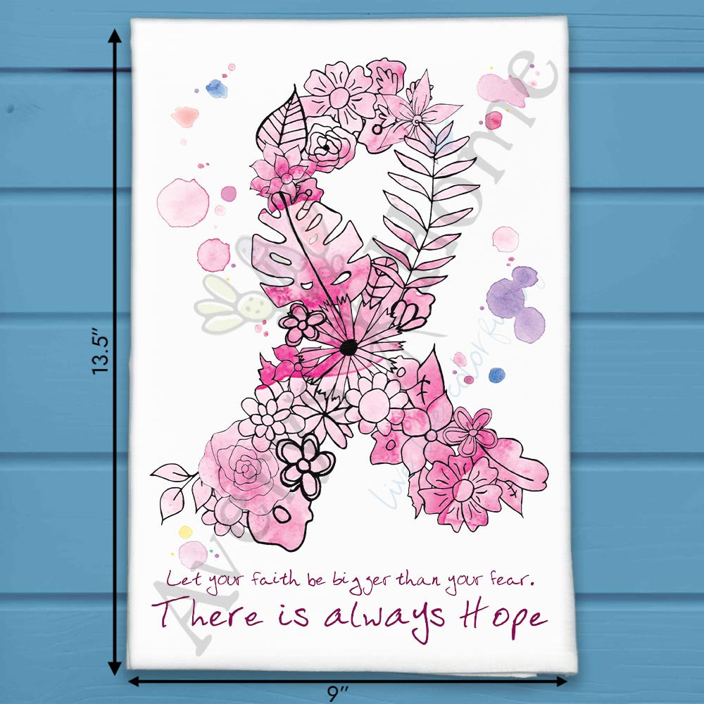 Breast Cancer Awareness flour sack dish towel, art by Avery Jackson