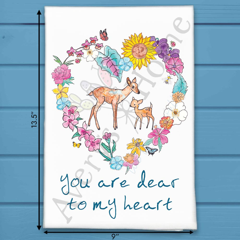 You Are Deer to My Heart flour sack dish towel, art by Avery Jackson