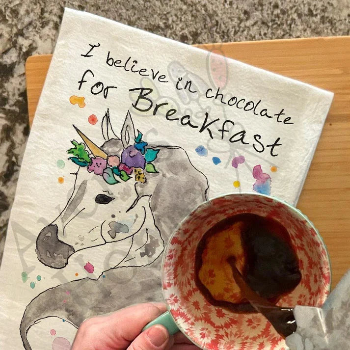 Chocolate for Breakfast dish towel, 27x27 flour sack cotton
