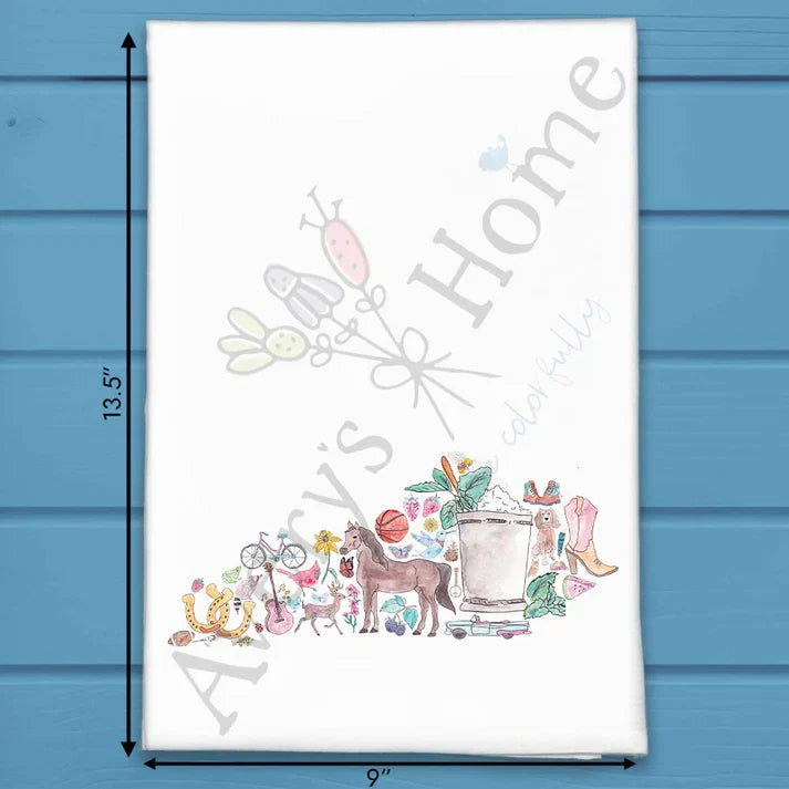 Kentucky State Icons flour sack dish towel, art by Avery Jackson