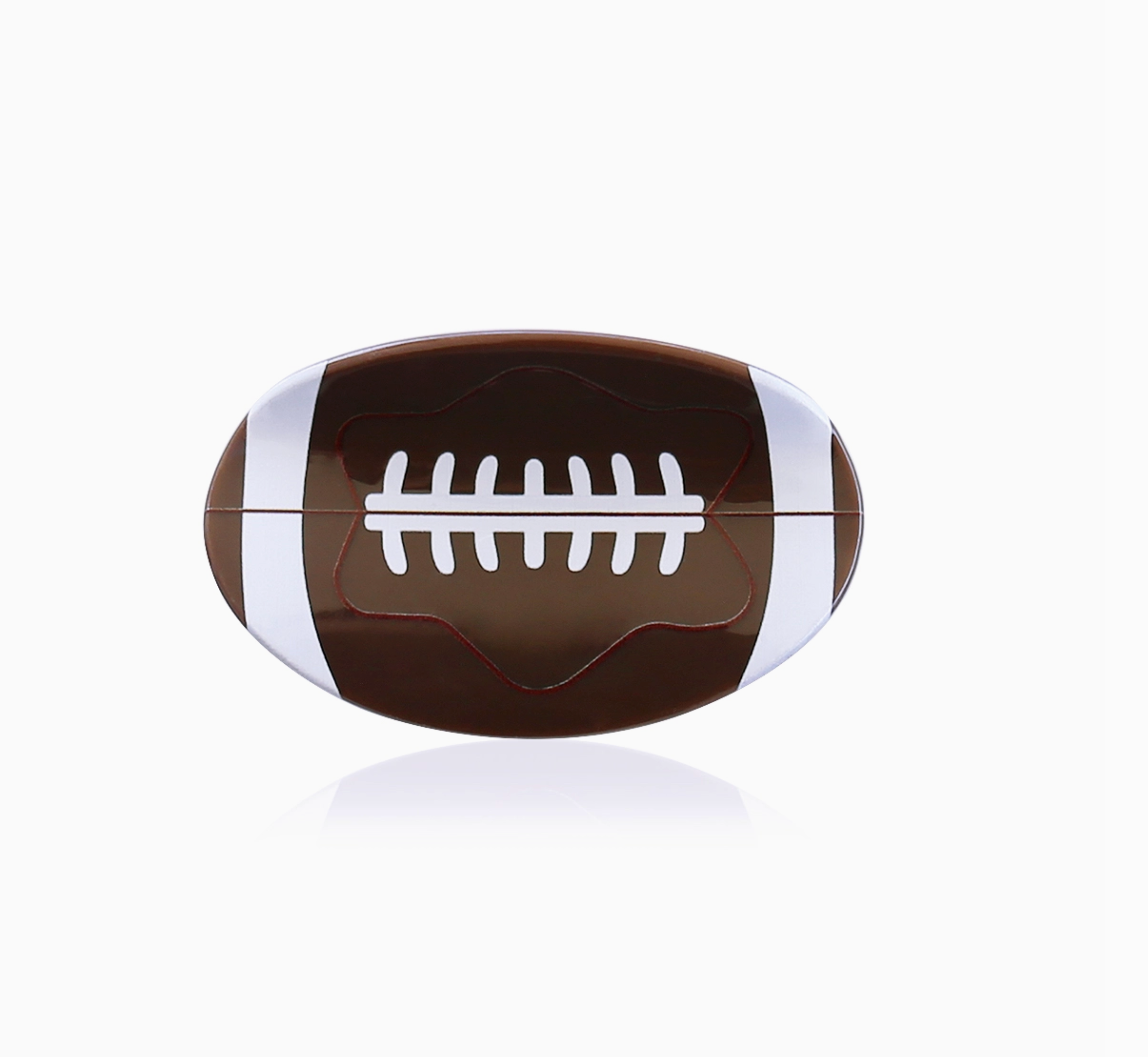 Football claw clip with painted brown and white football detail